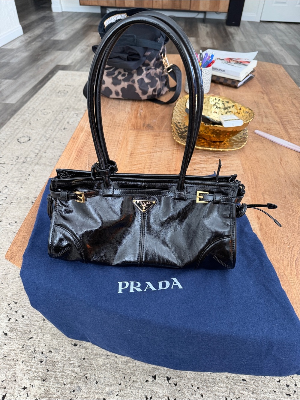Prada Black Bonnie Shoulder bag with Gold Hardware NWOT - Picture 4 of 11